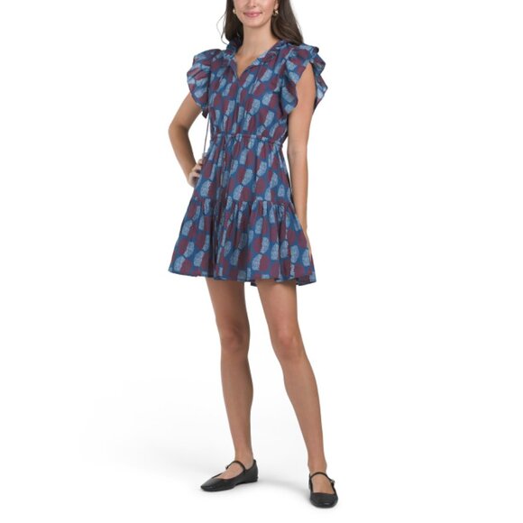 WKND Navy Multi Flutter Sleeve Mini Dress - Picture 1 of 1